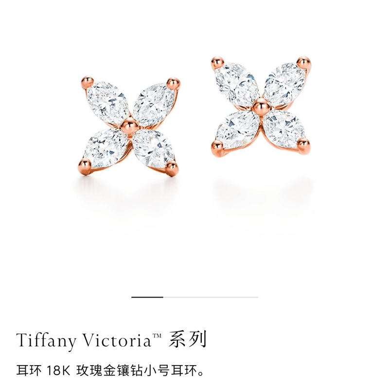 Tiffany & Co蒂芙尼 Victoria系列 18K玫瑰金滿鑽小號耳環-8