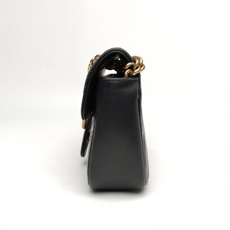 GUCCI GGMarmont肩背包Mini22黑色牛皮金扣-1