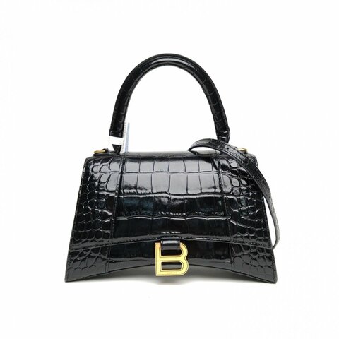 BALENCIAGA Hourglass沙漏S碼黑色牛皮肩背包