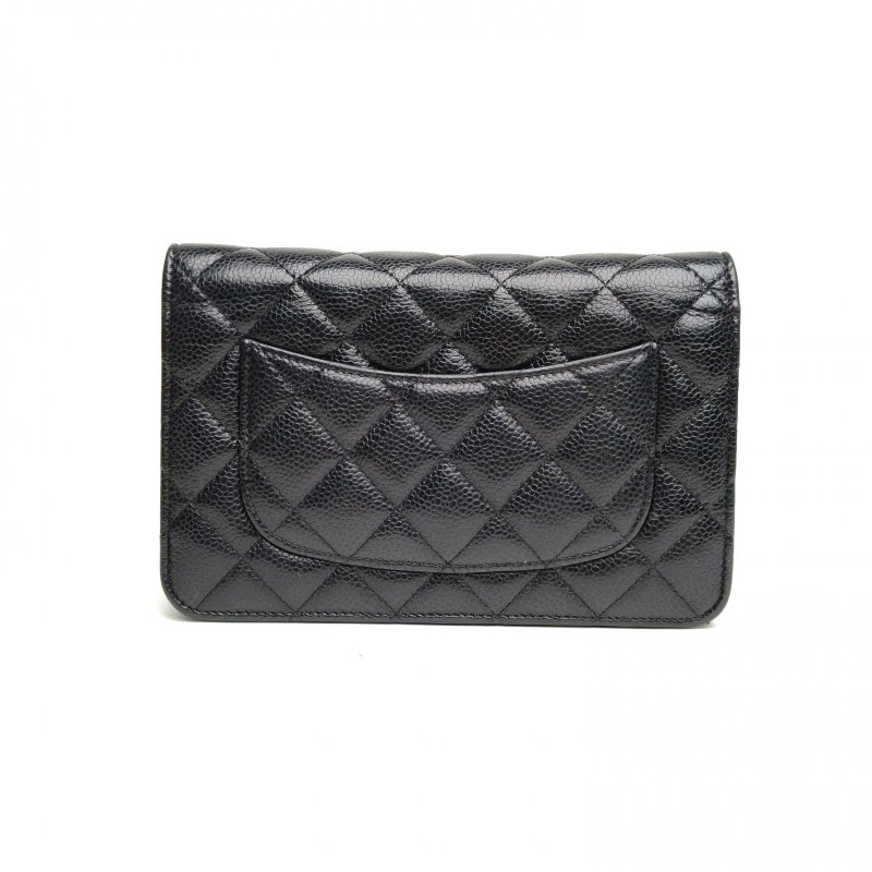 CHANEL CFWOC19cm黑色荔枝牛皮27開金扣肩背包-2