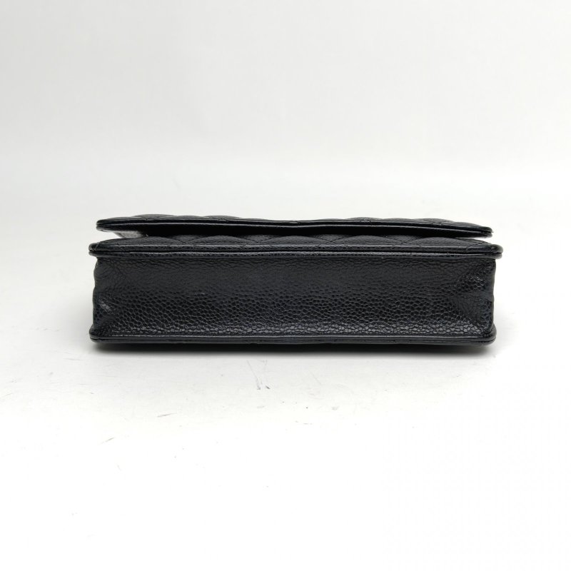 CHANEL CFWOC19cm黑色荔枝牛皮27開金扣肩背包-4