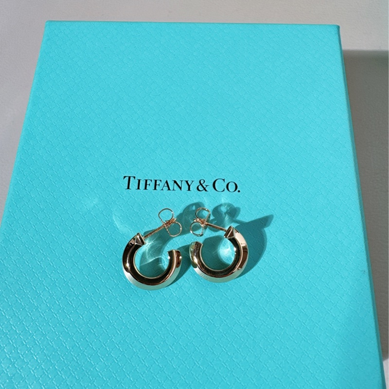 Tiffany 蒂芙尼 T系列 18K 玫瑰金鑲鑽 T1 圈形耳環-2