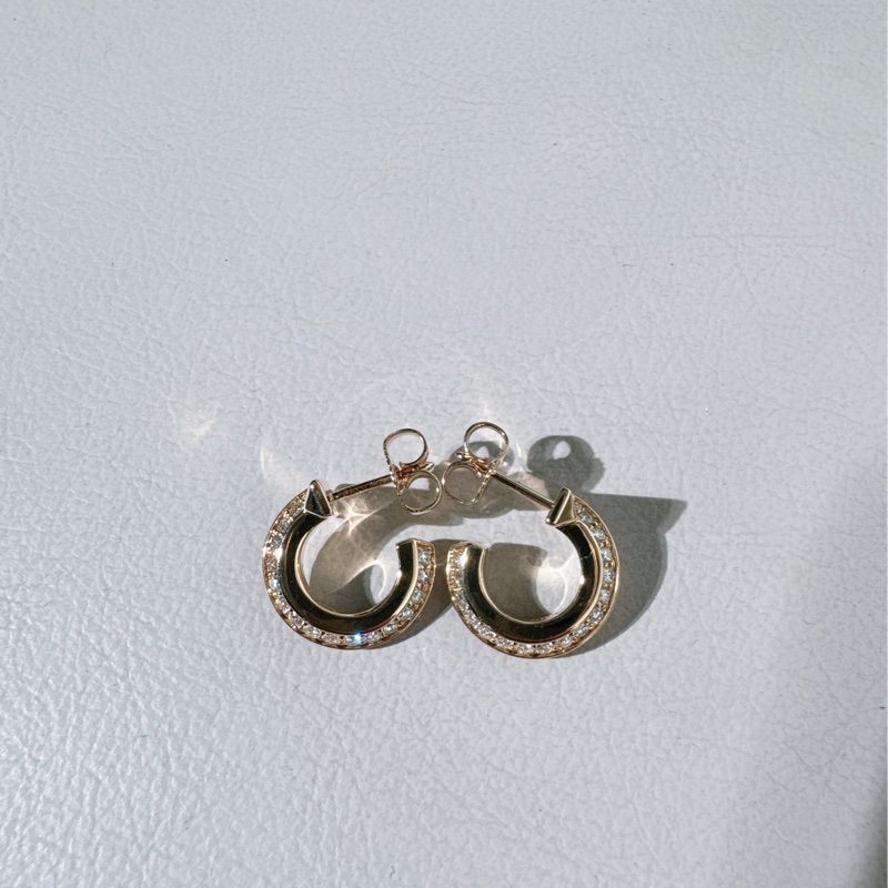 Tiffany 蒂芙尼 T系列 18K 玫瑰金鑲鑽 T1 圈形耳環-6