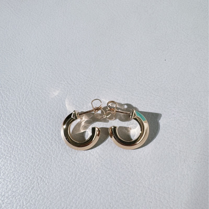 Tiffany 蒂芙尼 T系列 18K 玫瑰金鑲鑽 T1 圈形耳環-7