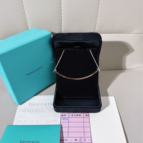 Tiffany 蒂芙尼 18k 白金大號寬版笑臉項鍊
