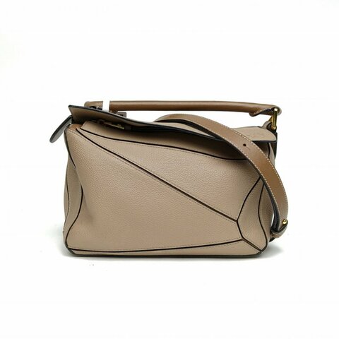 LOEWE Puzzle24幾何包小號卡其色牛皮肩背包