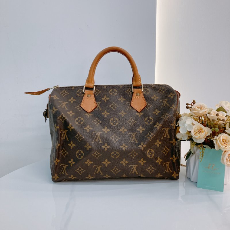 MS0707Louis Vuitton 路易威登經典枕頭包 帆布金扣 Speedy 30 Canvas Monogram x GHW-2