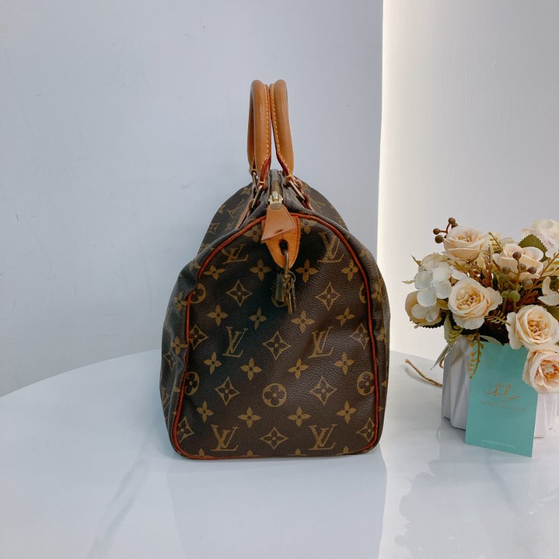MS0707Louis Vuitton 路易威登經典枕頭包 帆布金扣 Speedy 30 Canvas Monogram x GHW-4