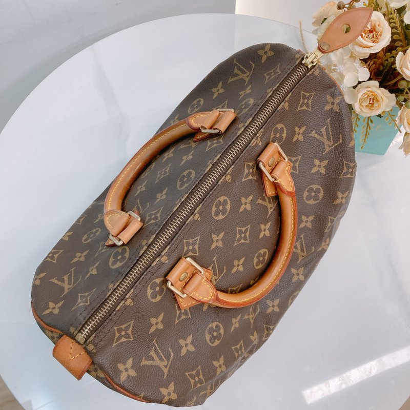 MS0707Louis Vuitton 路易威登經典枕頭包 帆布金扣 Speedy 30 Canvas Monogram x GHW-10