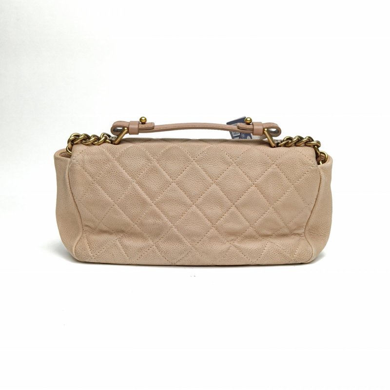 CHANEL 粉色荔枝牛皮17開金扣孟買系列法棍包肩背包-2