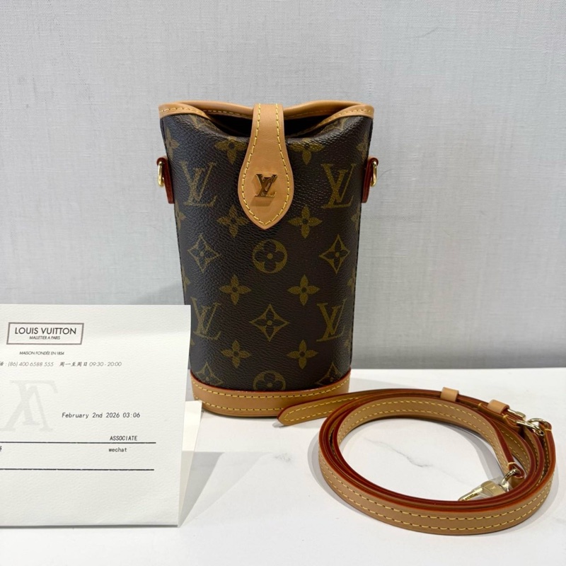 ✨99新🆕路易威登/Louis Vuitton 經典老花fold me迷你薯條包 斜背包 金扣 芯片款💛正品保障-0