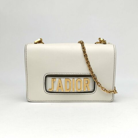 DIOR Jadior鏈條包中號25白色牛皮金扣2017肩背包