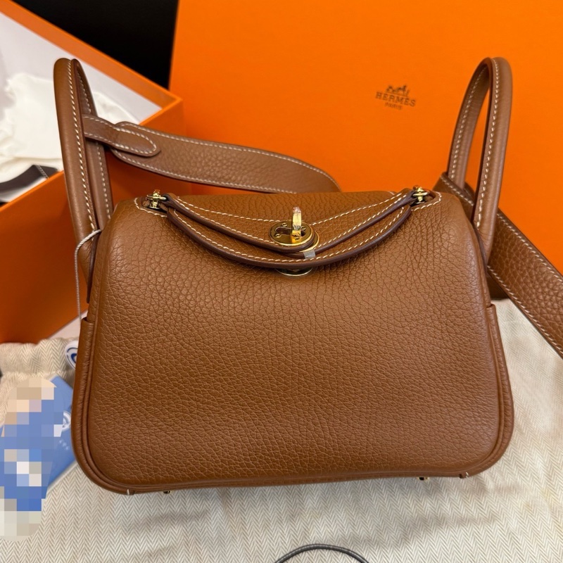 98-99新 Hermes愛馬仕 mini lindy 19金棕金扣手提單肩斜挎包 Z刻 有盒塵袋-0