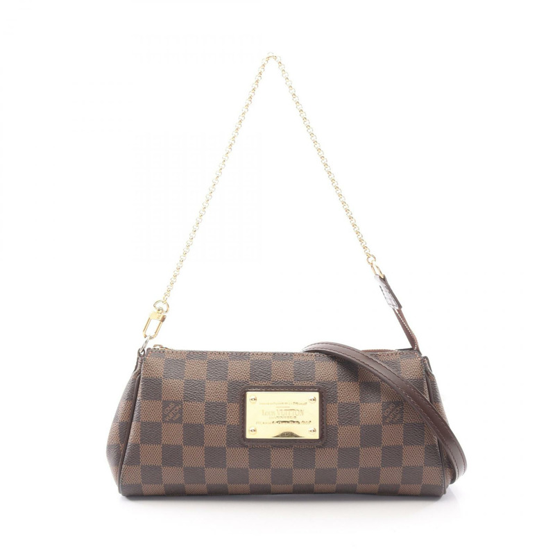 LOUIS VUITTON Eva 單肩手提包 N55213 Damier 帆布皮革 棕色 Ebene 二手-0