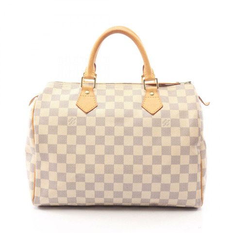 路易威登 Speedy 30 手提包 N41533 Damier Azur 帆布皮革 白色 二手 LV