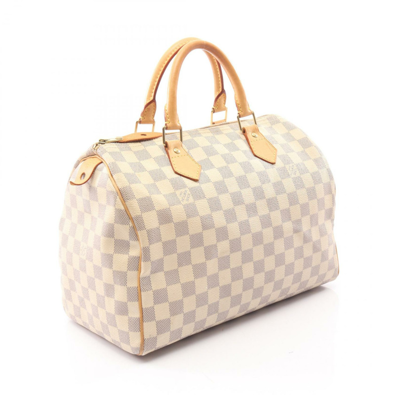 路易威登 Speedy 30 手提包 N41533 Damier Azur 帆布皮革 白色 二手 LV-1