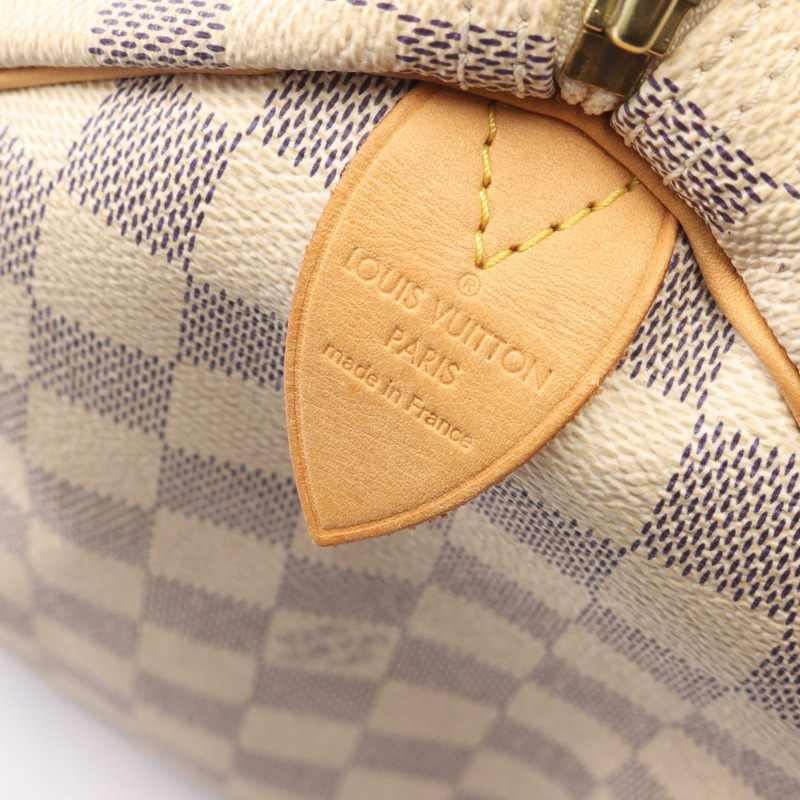 路易威登 Speedy 30 手提包 N41533 Damier Azur 帆布皮革 白色 二手 LV-3