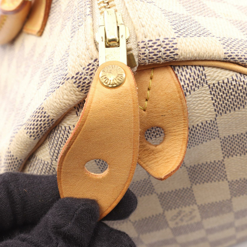 路易威登 Speedy 30 手提包 N41533 Damier Azur 帆布皮革 白色 二手 LV-7