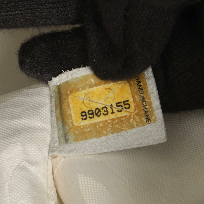 香奈兒 (CHANEL) 白色皮革手工縫線手提包，金色五金，二手，女士 Coco CC 標誌-4