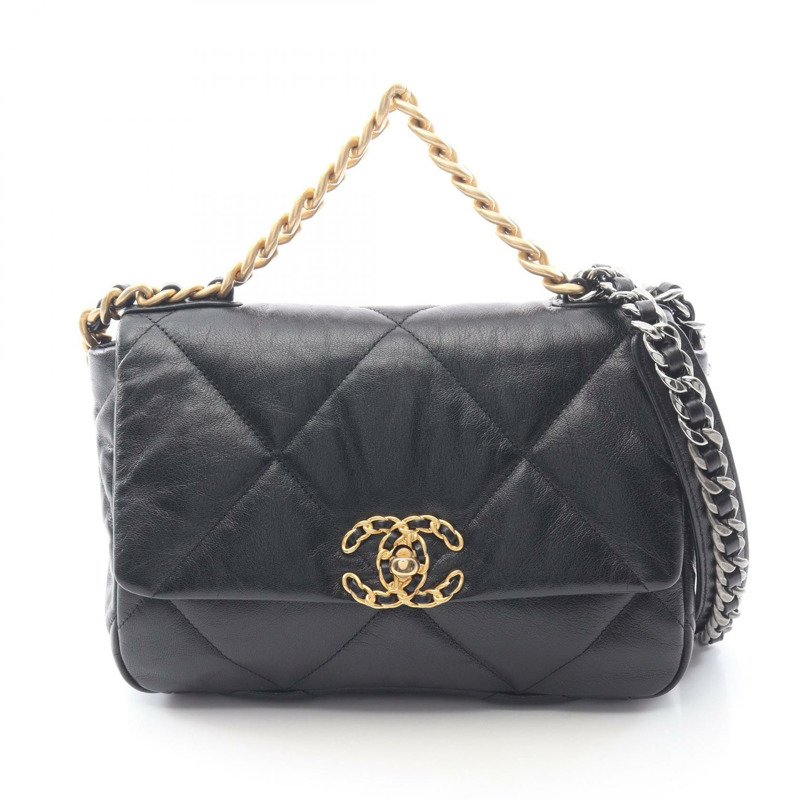 CHANEL 19 Dix-Neuf 馬特拉斯鏈單肩斜背包 AS1160 皮革 BK-0