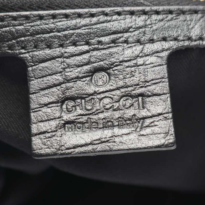 GUCCI Hustler Bit GG帆布單肩包 137388 皮革黑色二手女款-3