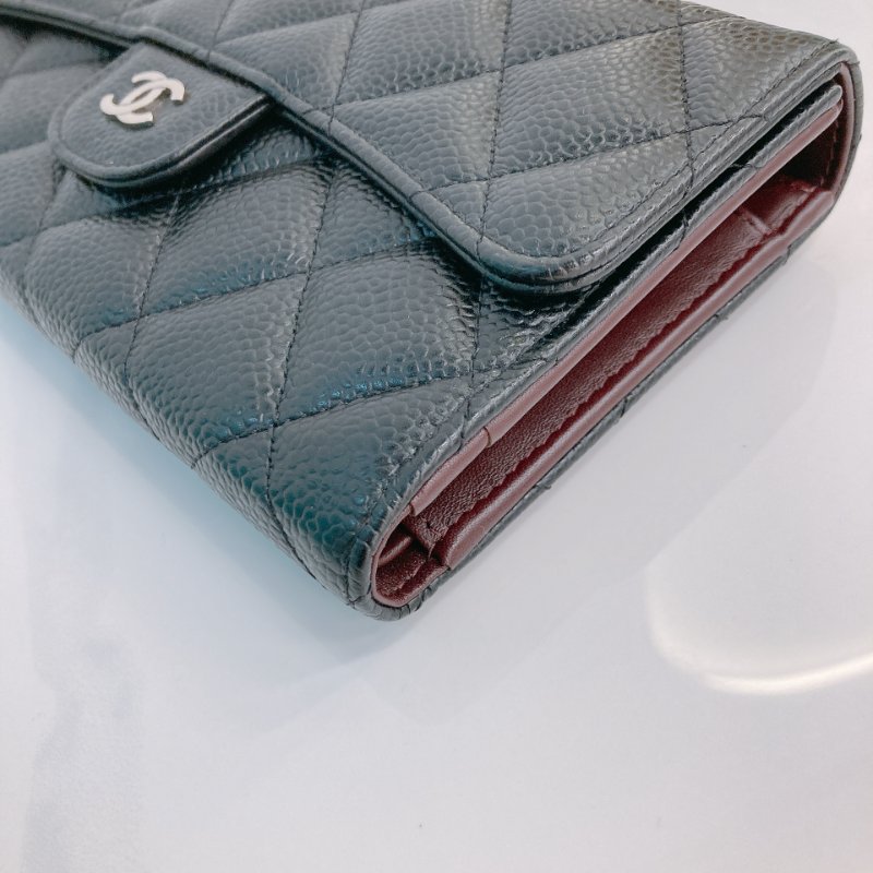 MS0706 Chanel 香奈兒荔枝皮長款經典錢包 黑色銀扣 Classic Flap Long Wallet Grainied Calfskin Caviar Black x PHW-6