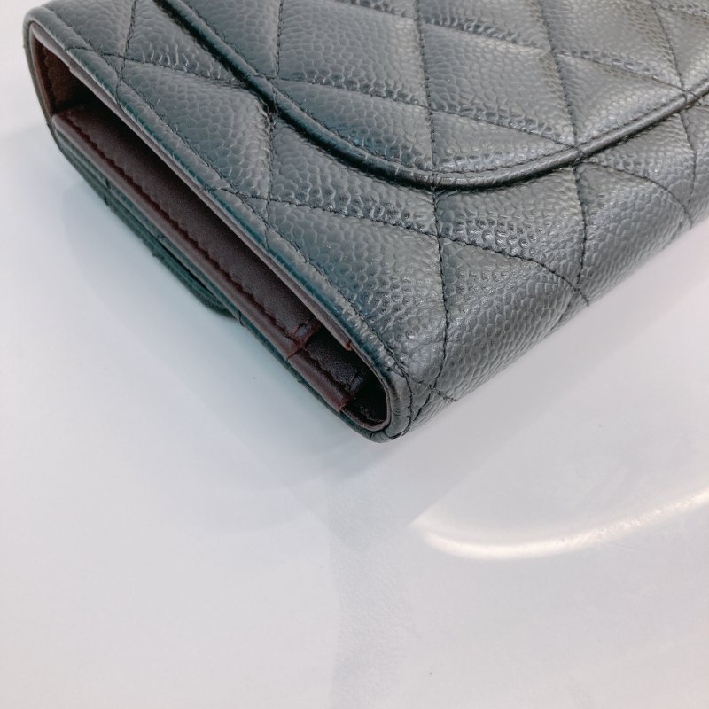 MS0706 Chanel 香奈兒荔枝皮長款經典錢包 黑色銀扣 Classic Flap Long Wallet Grainied Calfskin Caviar Black x PHW-7