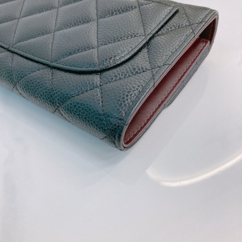 MS0706 Chanel 香奈兒荔枝皮長款經典錢包 黑色銀扣 Classic Flap Long Wallet Grainied Calfskin Caviar Black x PHW-8