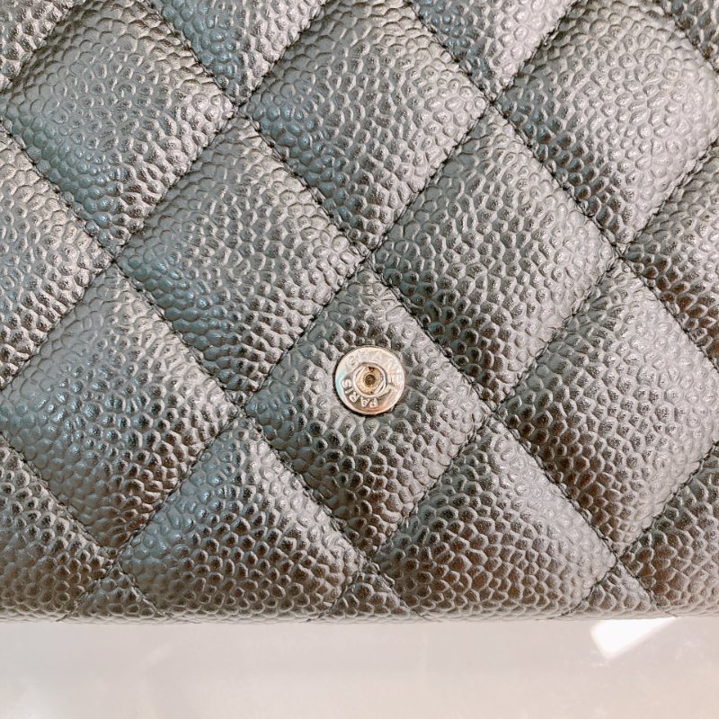 MS0706 Chanel 香奈兒荔枝皮長款經典錢包 黑色銀扣 Classic Flap Long Wallet Grainied Calfskin Caviar Black x PHW-11