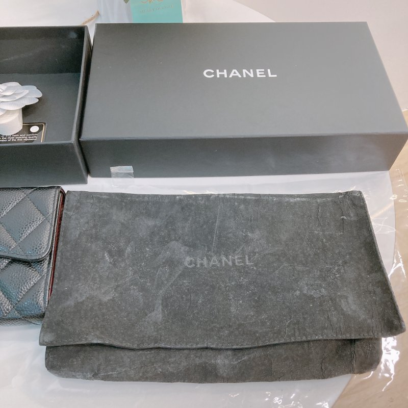 MS0706 Chanel 香奈兒荔枝皮長款經典錢包 黑色銀扣 Classic Flap Long Wallet Grainied Calfskin Caviar Black x PHW-21