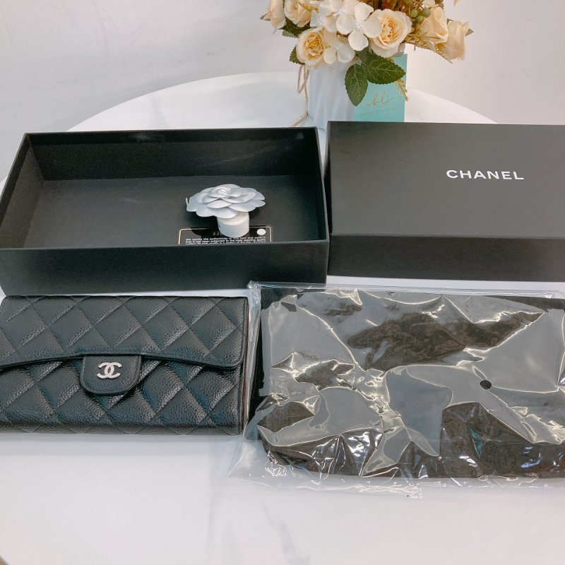 MS0706 Chanel 香奈兒荔枝皮長款經典錢包 黑色銀扣 Classic Flap Long Wallet Grainied Calfskin Caviar Black x PHW-22