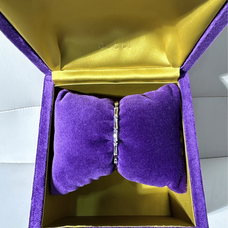 Gucci 古馳 竹節手鐲 18K白金手鍊，16 號-6
