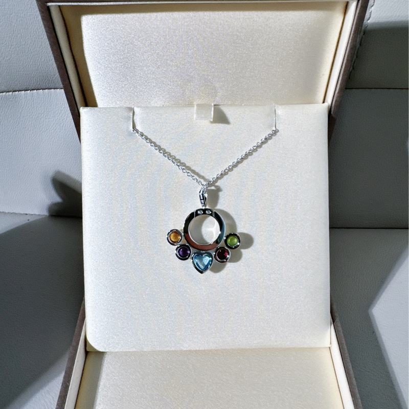 Bvlagri寶格麗 Vintage 中古 貓爪項鍊，18K 白金鑲 多彩寶石-2