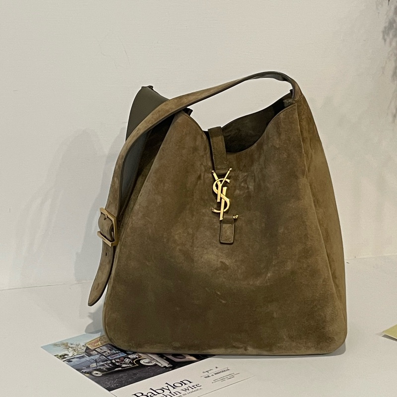 ▪️富貴選物FUGUEI▪️YsL 聖羅蘭泰迪熊麂皮金釦HOBO Le 5 à7原價$108000-0