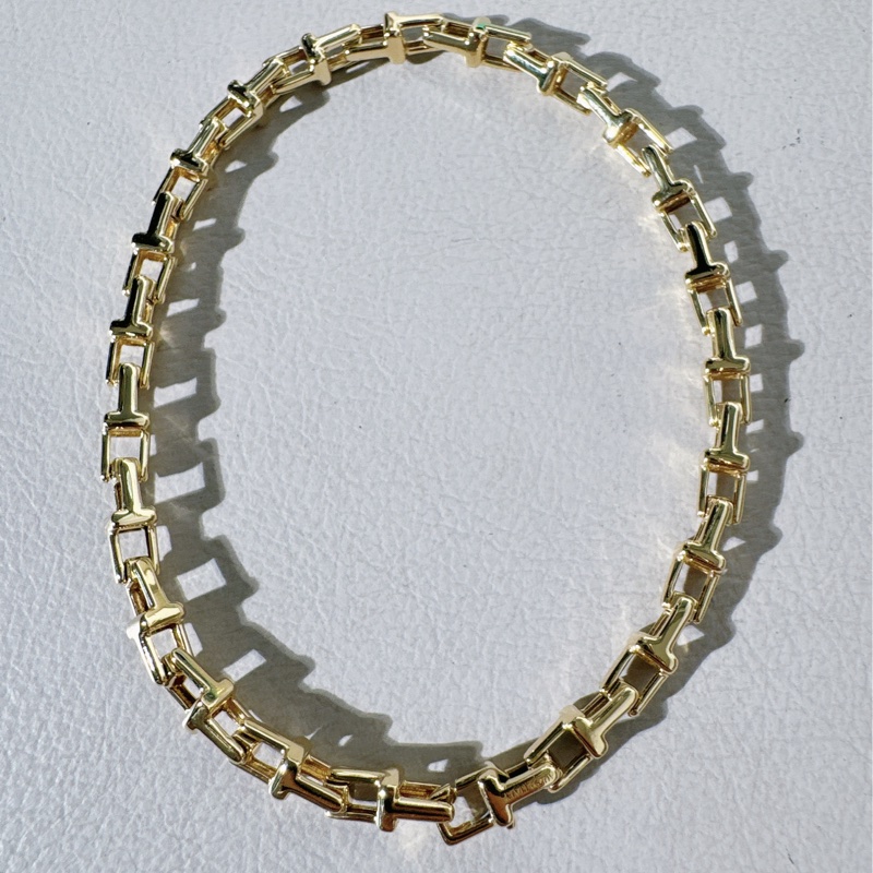 Tiffany 蒂芙尼 T系列 T型鏤空鏈節手鍊,總長20.5cm-5