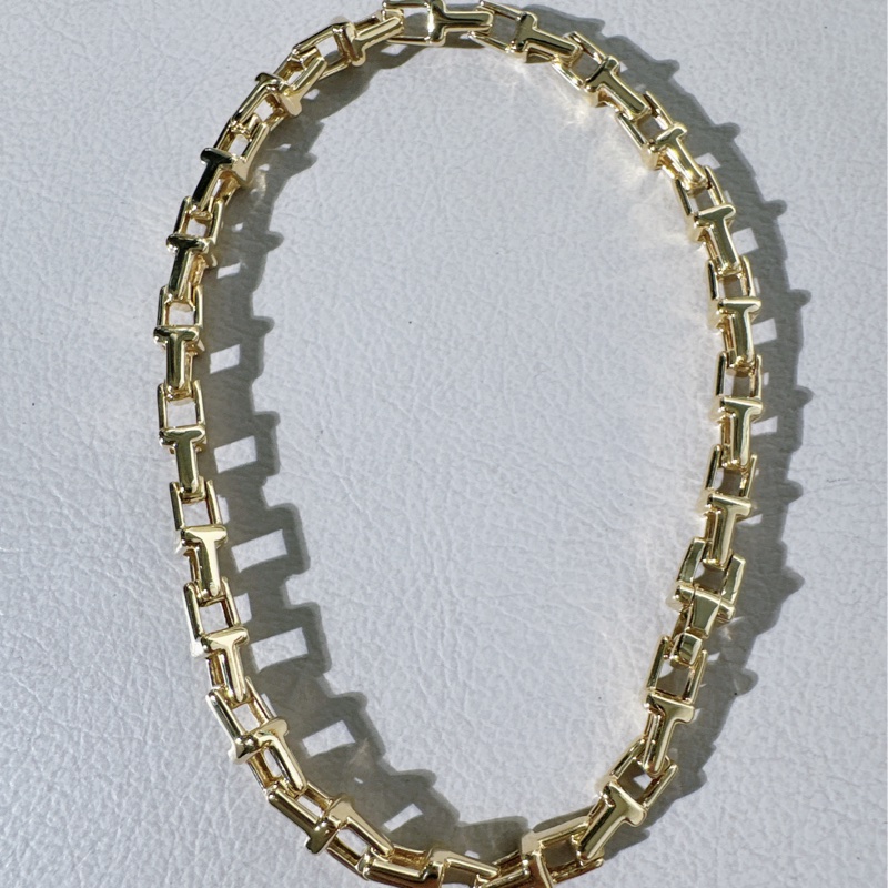 Tiffany 蒂芙尼 T系列 T型鏤空鏈節手鍊,總長20.5cm-6