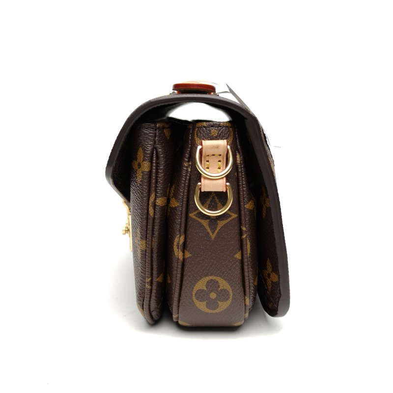LOUIS VUITTON EastWest橫版郵差包老花PVC金扣晶片肩背包-1