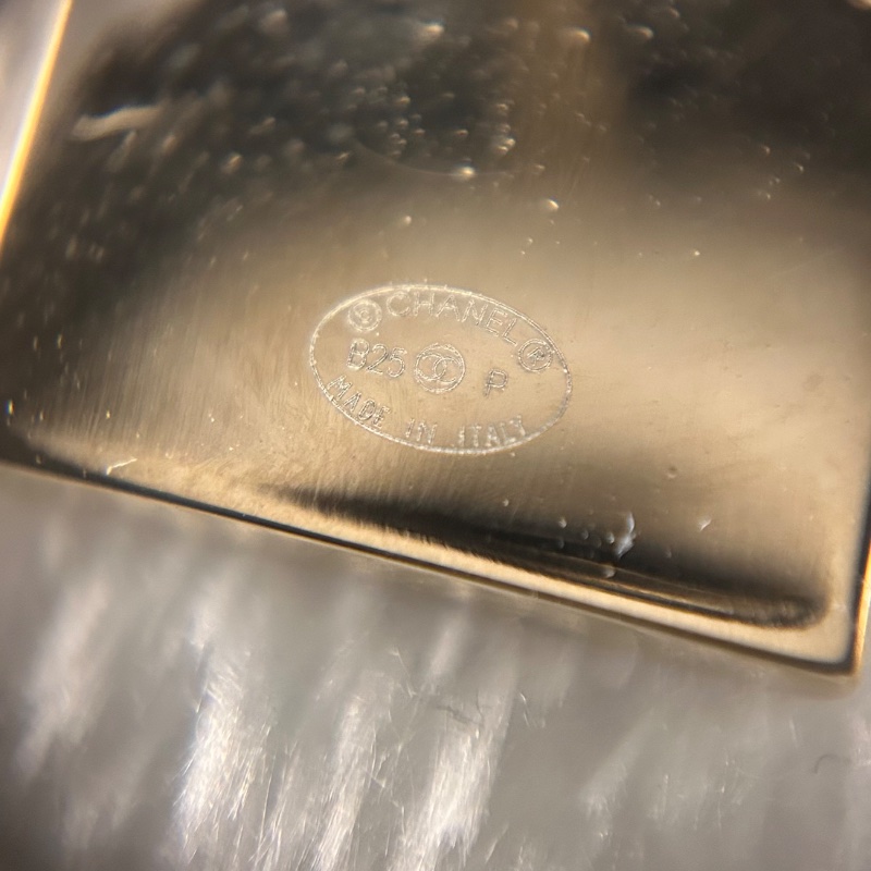 Chanel 雙Ｃ Logo 方糖復古鑲鑽耳環-9