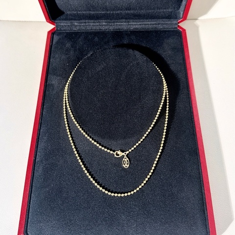 Cartier 卡地亞 18K金 圓珠素鏈，全長85釐米