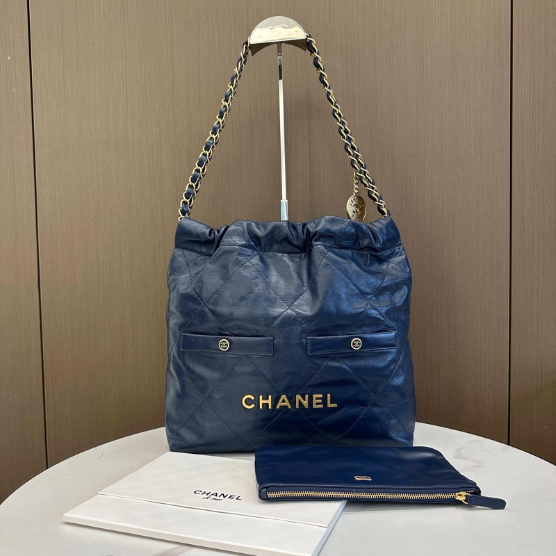 閒置新💛CHANEL香奈兒 新款芯片 24s 22Bag 垃圾袋小號托特包Tote包購物袋子母包 單肩包 金扣❤️正品保障-0