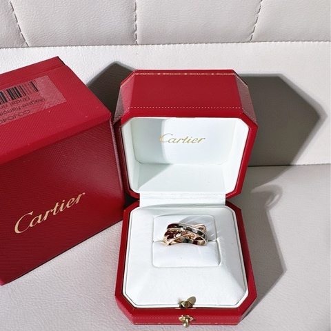 Cartier卡地亞 超美限量款 Trinity 星星帶鑽戒指 ，52 號