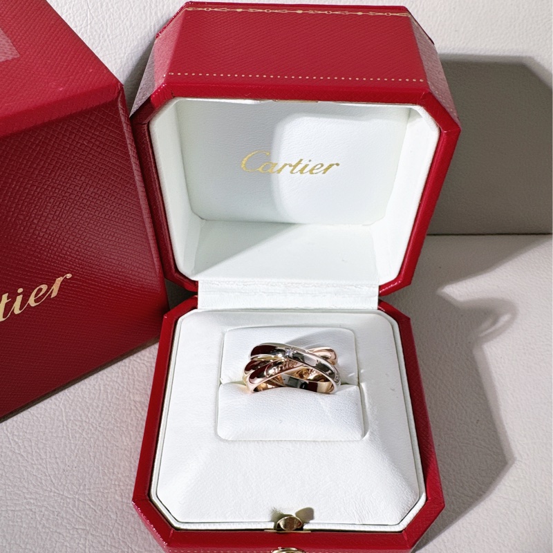 Cartier卡地亞 超美限量款 Trinity 星星帶鑽戒指 ,52 號-1
