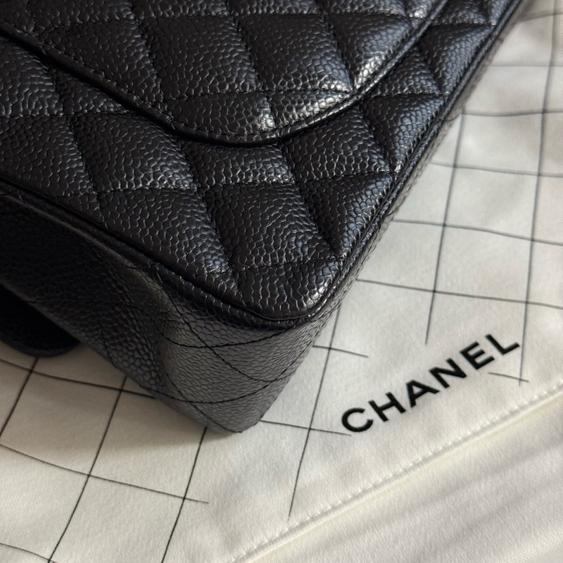 99新chanel香奈兒 黑色金扣黑金荔枝紋牛皮CF小號口蓋包單肩斜挎包-11