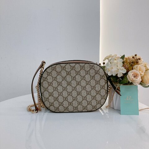 MS0703 Gucci 古馳迷你鏈條相機包 帆布 咖啡色金扣 GG Supreme Camera Chain Shoulder Bag Mini Canvas Brown x GHW