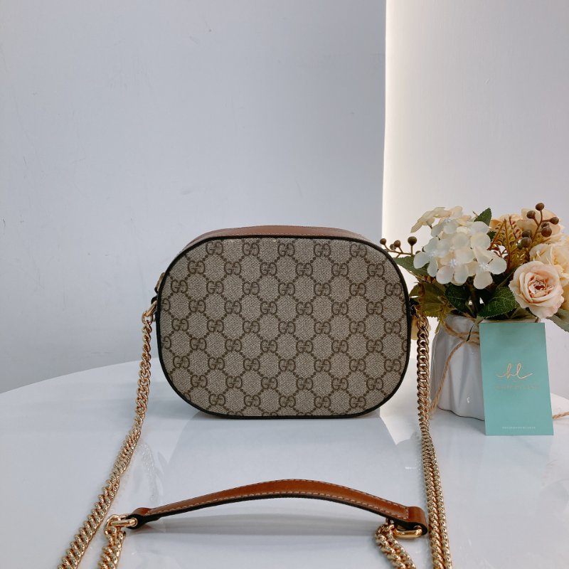 MS0703 Gucci 古馳迷你鏈條相機包 帆布 咖啡色金扣 GG Supreme Camera Chain Shoulder Bag Mini Canvas Brown x GHW-2