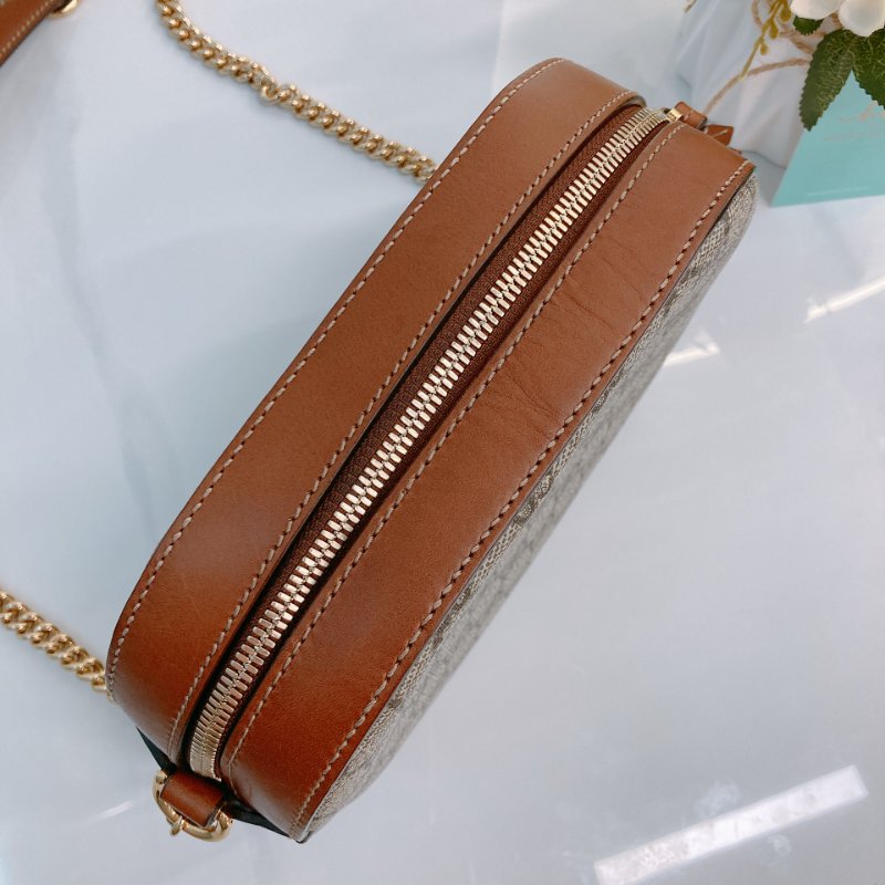 MS0703 Gucci 古馳迷你鏈條相機包 帆布 咖啡色金扣 GG Supreme Camera Chain Shoulder Bag Mini Canvas Brown x GHW-10