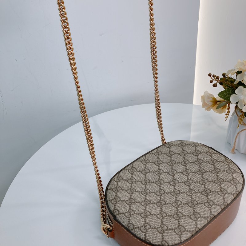 MS0703 Gucci 古馳迷你鏈條相機包 帆布 咖啡色金扣 GG Supreme Camera Chain Shoulder Bag Mini Canvas Brown x GHW-12