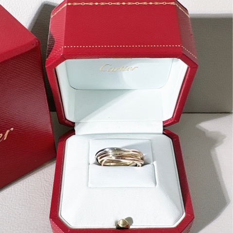 Cartier卡地亞 Trinity三色金七環戒指 52 號