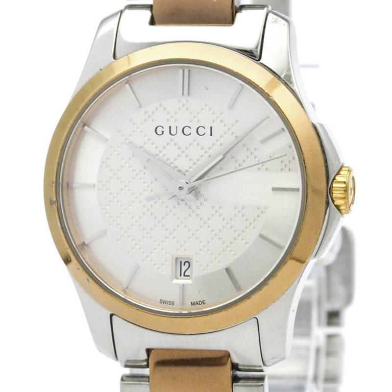 GUCCI G-Timeless 粉紅鍍金精鋼石英女士腕錶 YA126528 126.5-0