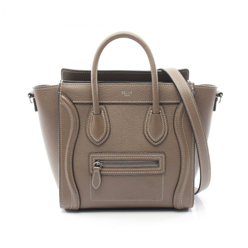 CELINE Luggage Nano Shopper 單肩斜背包 189243 皮革 米色 二手-0
